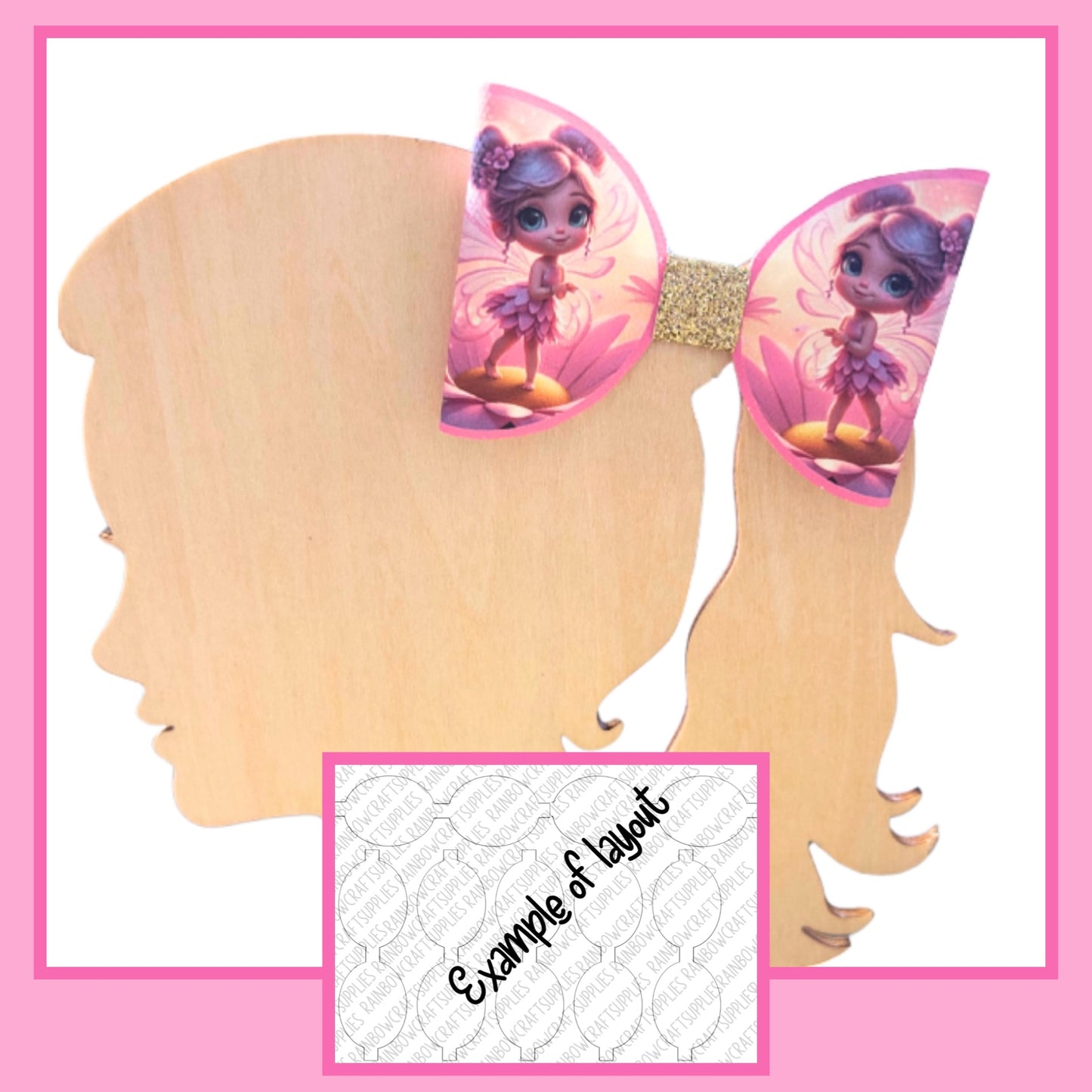 Fairy theme themed pre printed canvas hair bow loops x 7