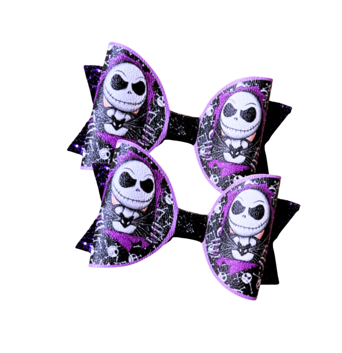 7 x printed in house Leatherette bow loops 3.5” Creepy Skeleton