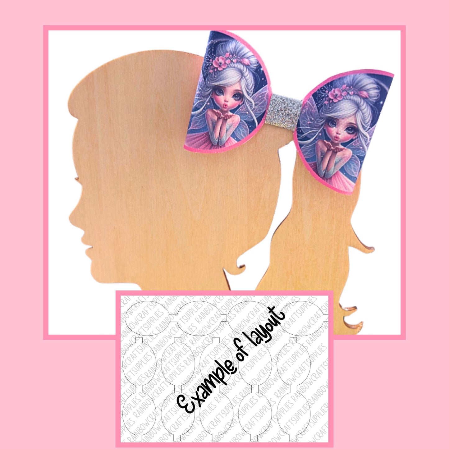 Mystical Fairy theme themed pre printed canvas hair bow loops x 7