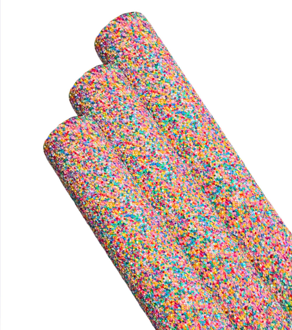 Ice cream sprinkles chunky glitter fabric A4