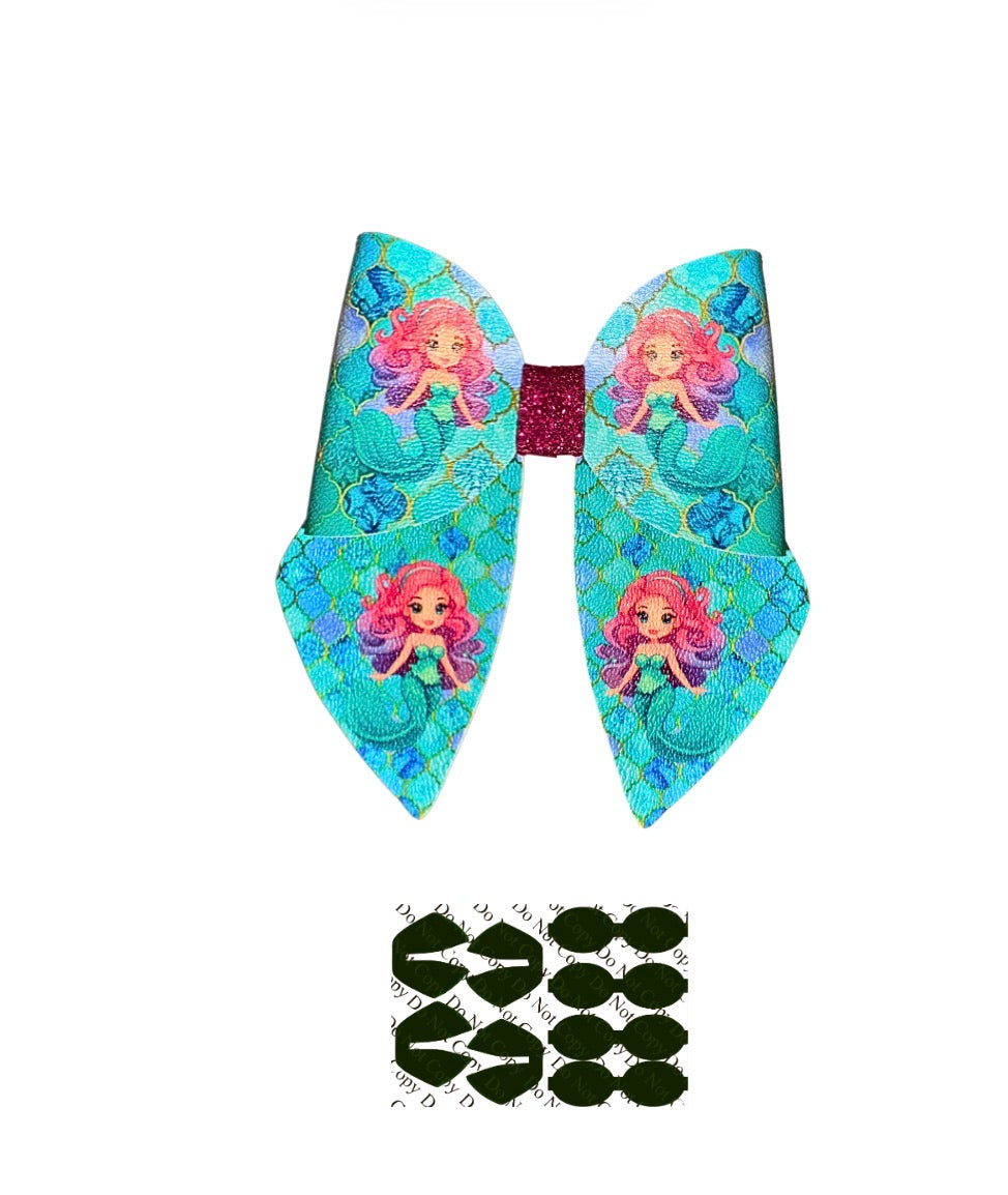 4 piece Mermaid leatherette bow loops and Sailor Tails 3.5”
