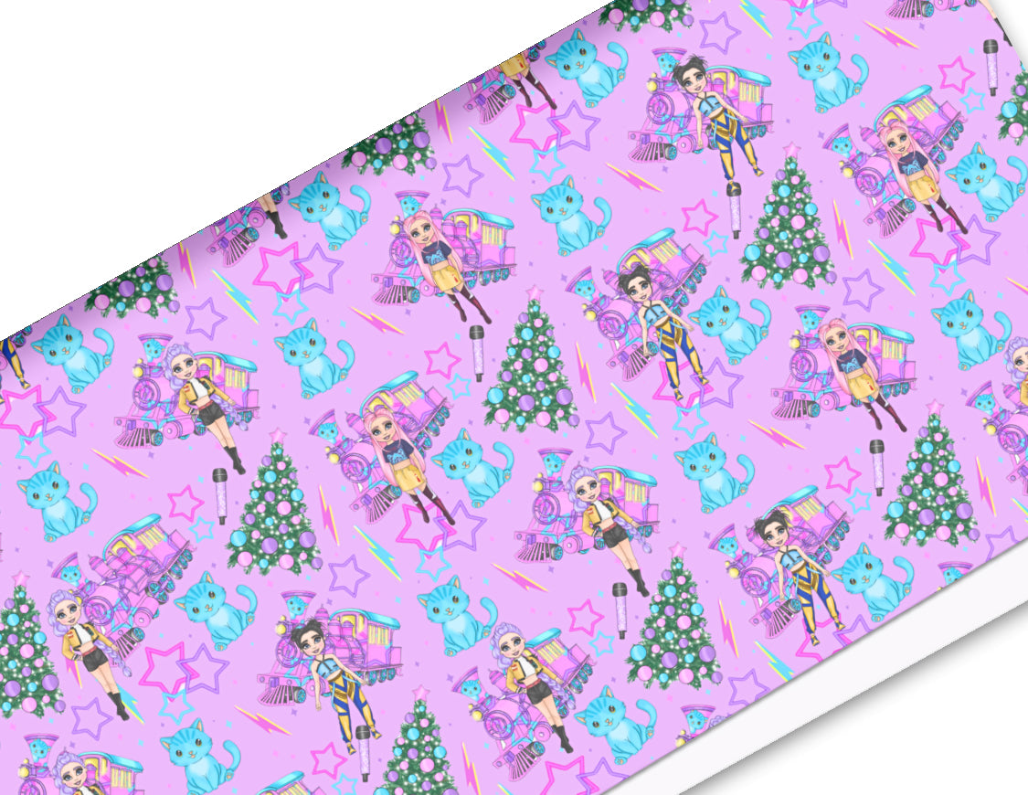 Christmas Pop Girls themed themed 280gsm canvas fabric A4 Demon purple