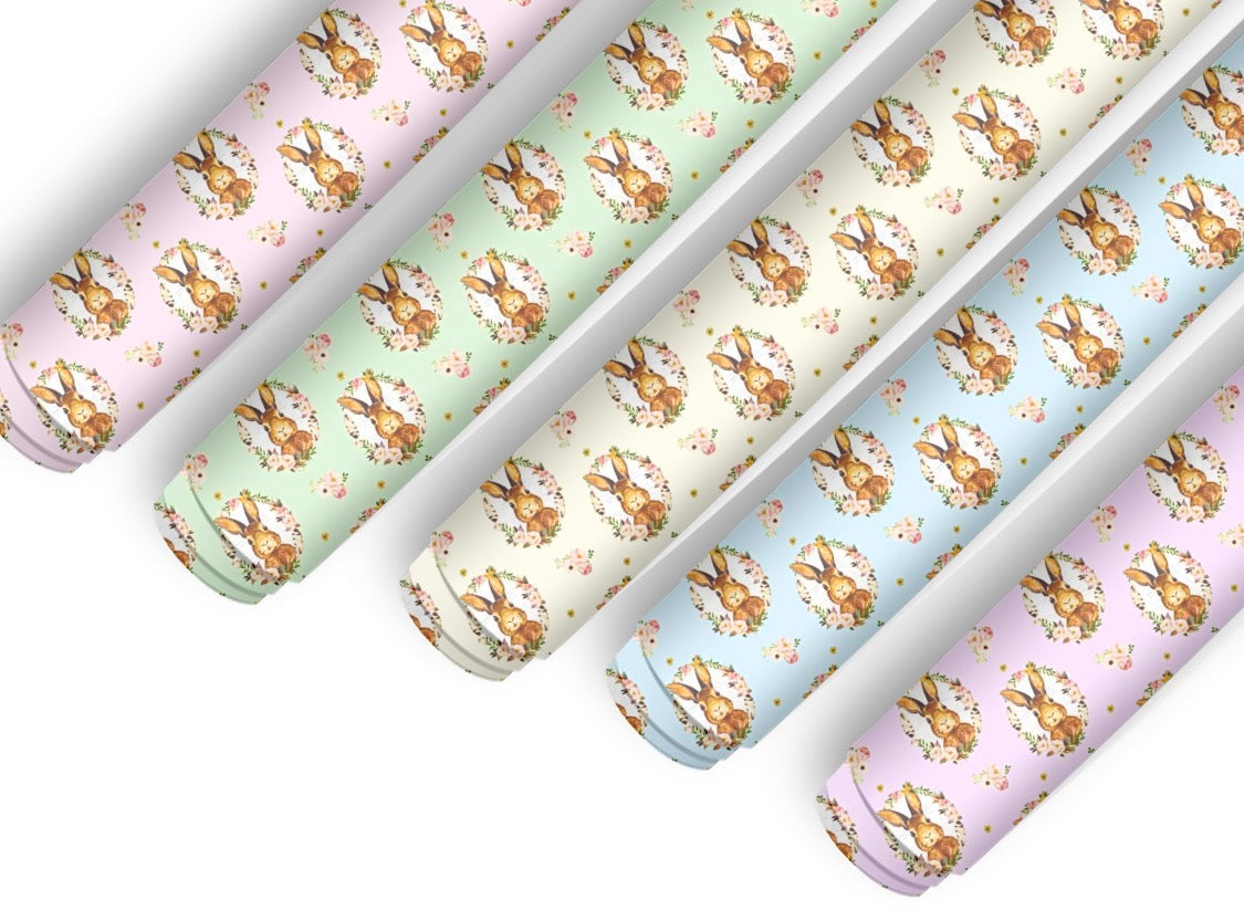 5 x Bunny loves me printed canvas fabric A4