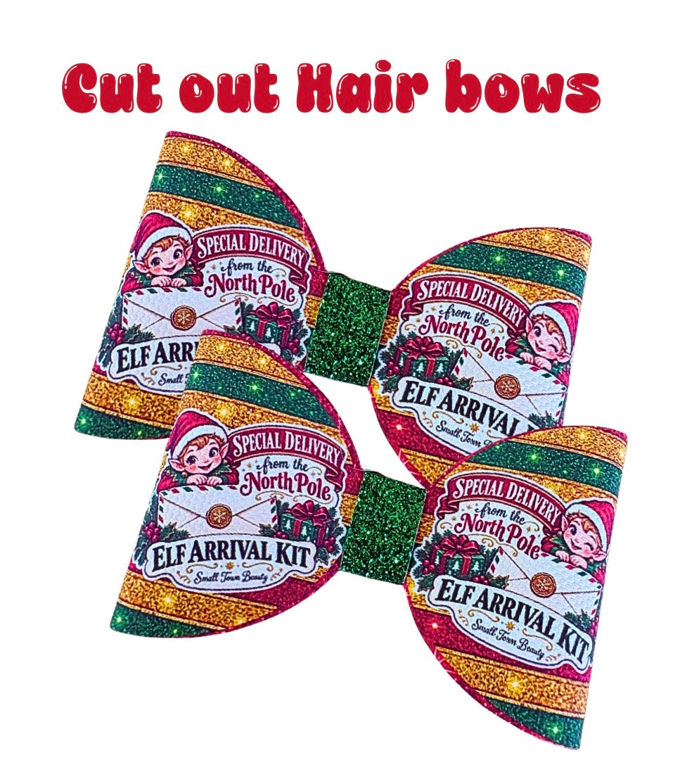 7 x Cut around hair bow loops 3.5” Canvas/leatherette Elf Arrival kit