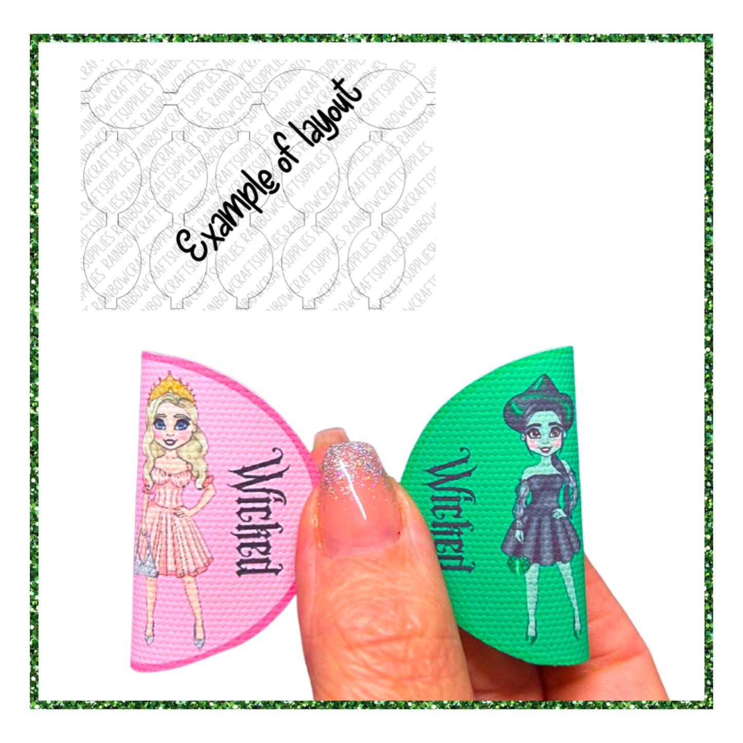 Good witches themed pre printed canvas bow loops x 7 (3.5”)wicked