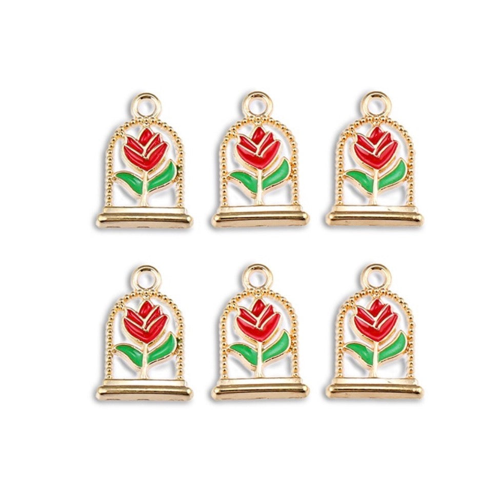 Belle Rose enamel charms