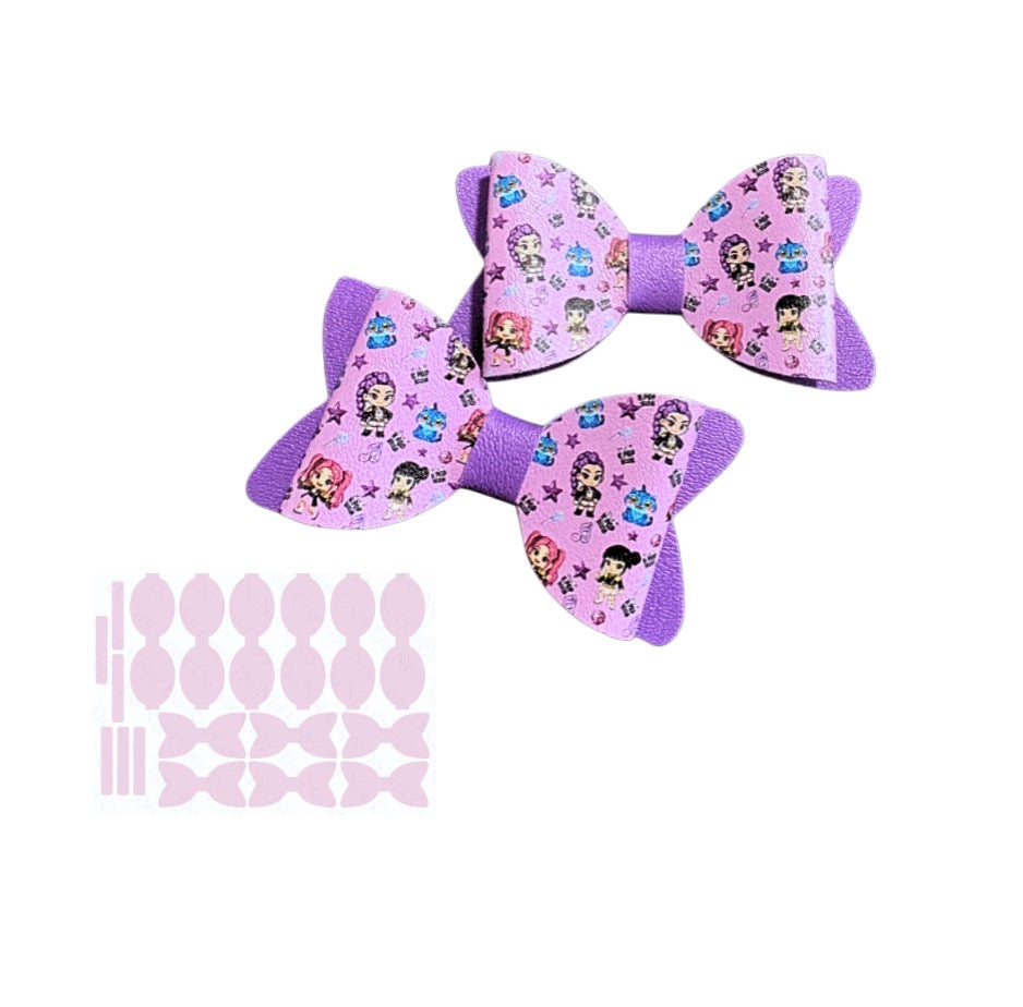6 piece 3inch in house printed leatherette Bow loops tails and centre strips