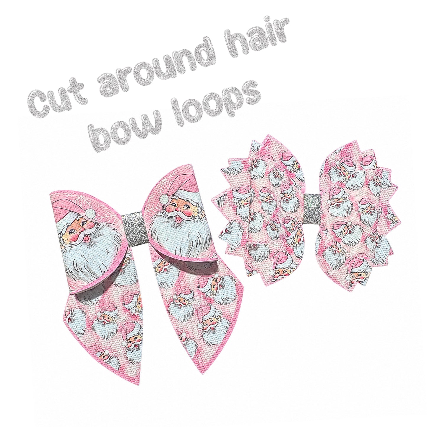 4 Christmas Cut around hair bow loops & tails 3.5”(choice of bow shape )