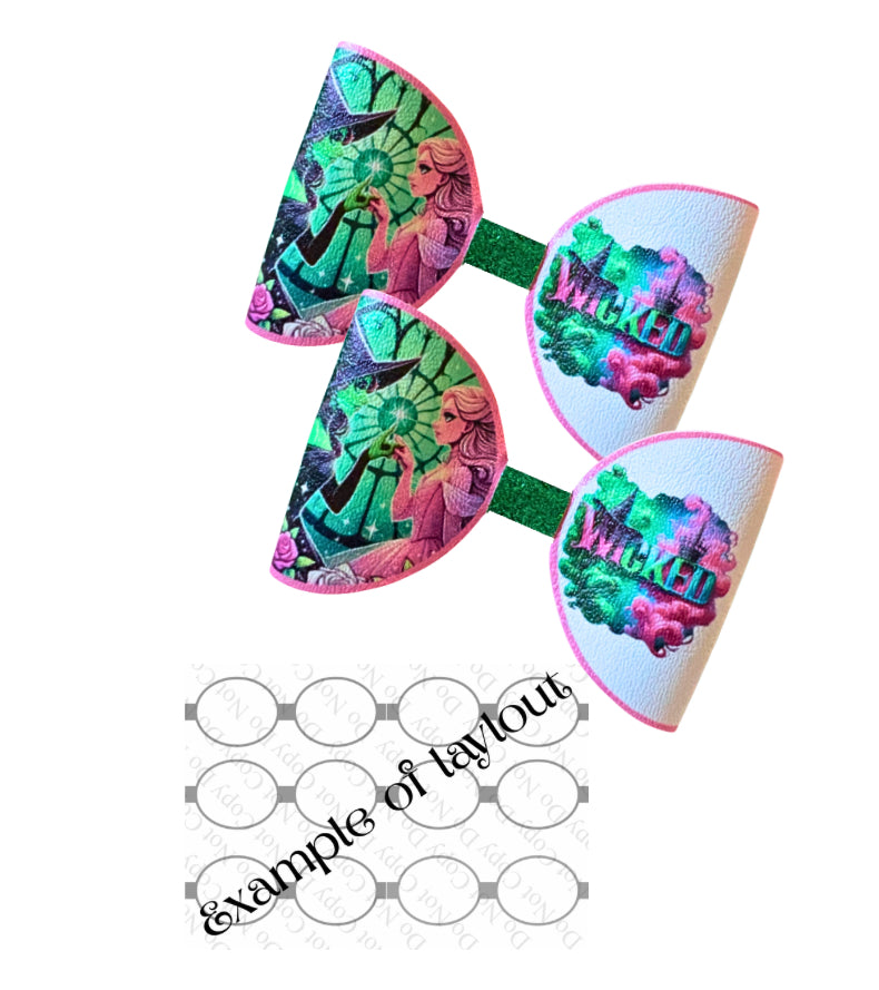7 x printed in house Leatherette bow loops 3.5” Good witches wicked witches