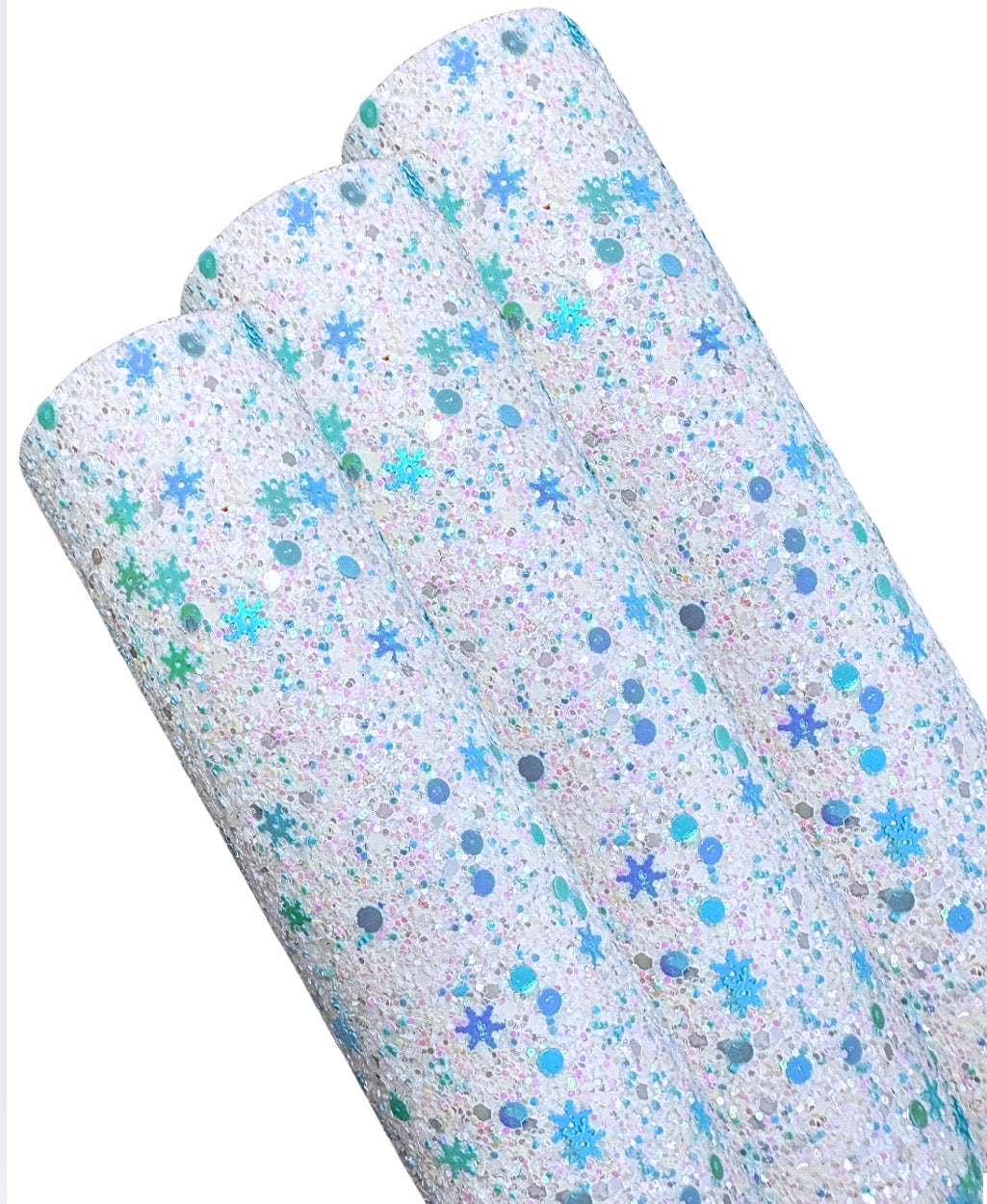 Snowflake Chunky glitter fabric A4