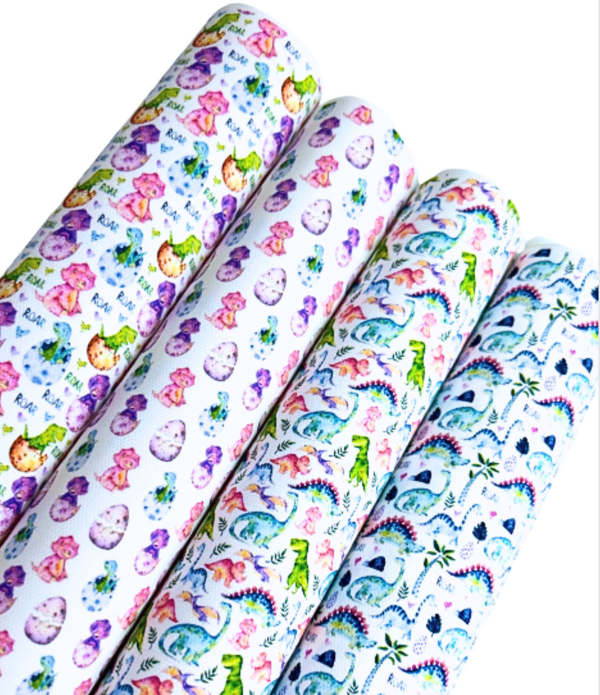 Set of 4 dinosaur themed printed premium canvas fabric fabric