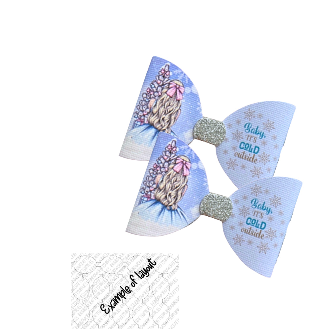 Baby it’s cold outside christmas themed printed canvas bow loops x 7