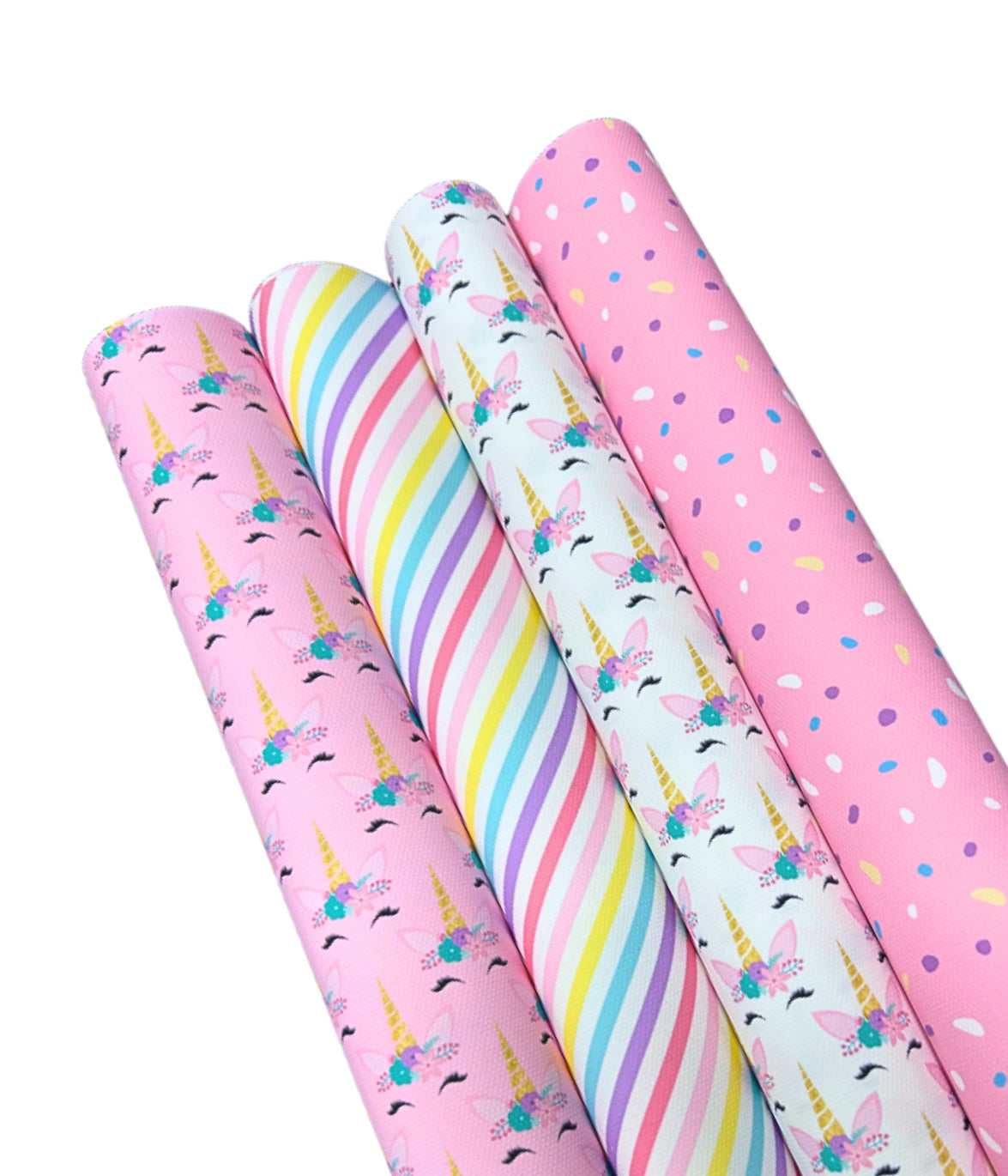 Set of 4 Unicorn themed printed premium canvas fabric A4
