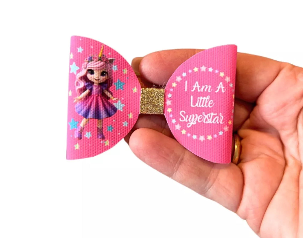I Am A Little Superstar pre printed canvas bow loops x7
