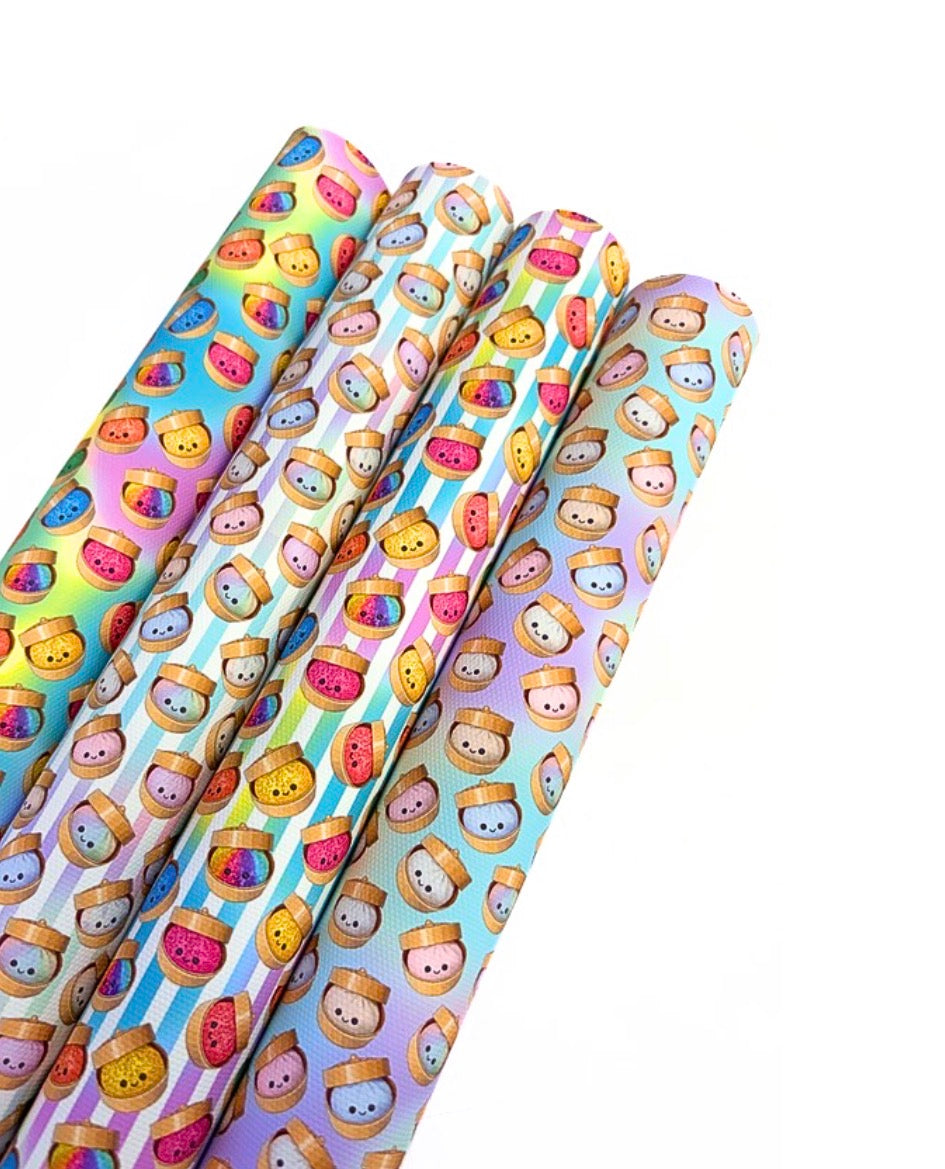 Little Dumplings in house leatherette printed Fabric A4