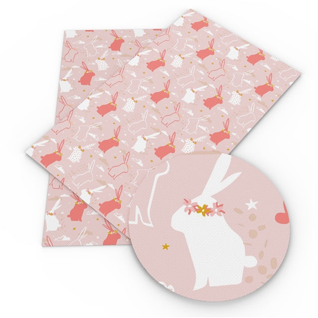 Mixed Pink Easter Bunny leatherette fabric A4