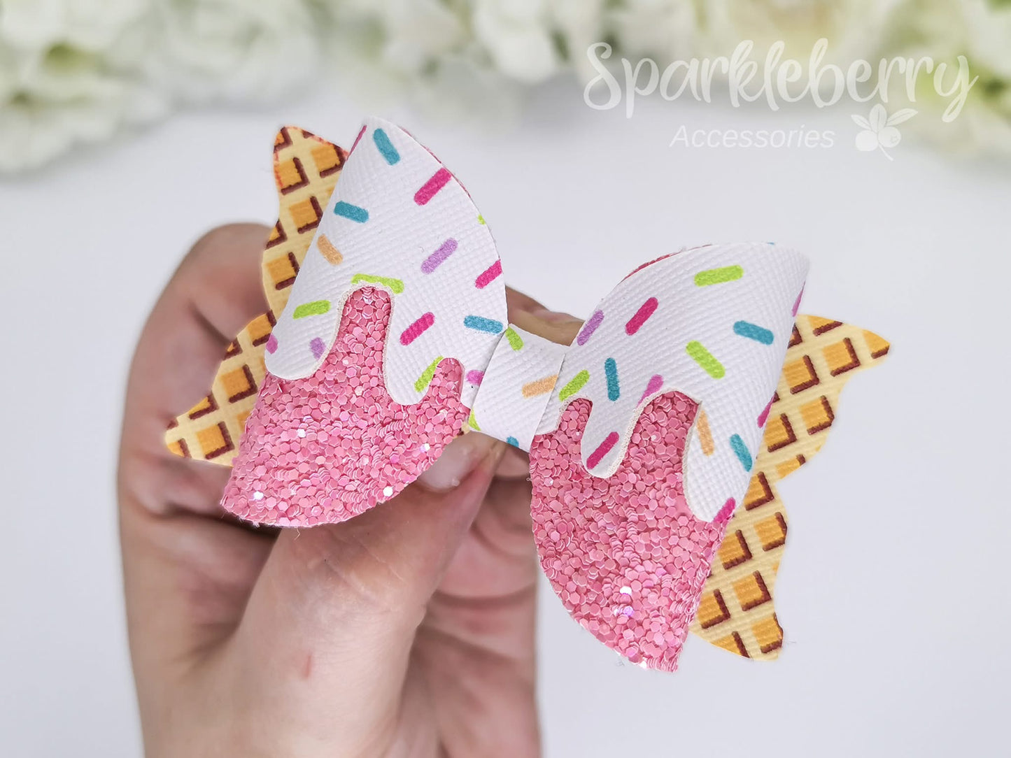 Plastic Ice cream sprinkles bow template 3.5”
