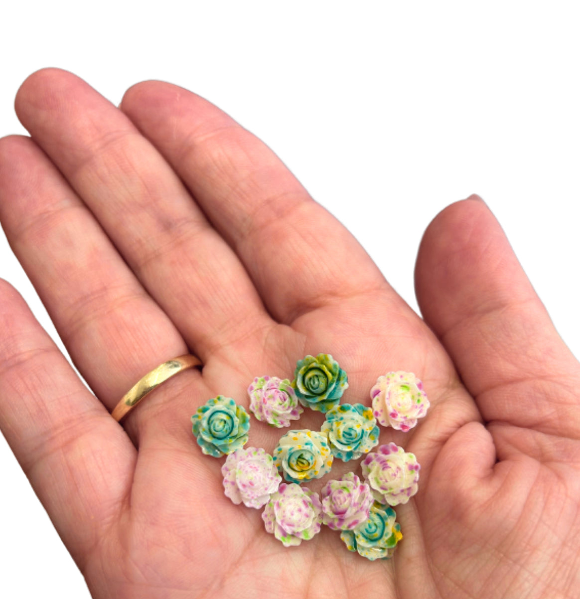 10 x mixed colour flower resin flatback Embellishments 10mm