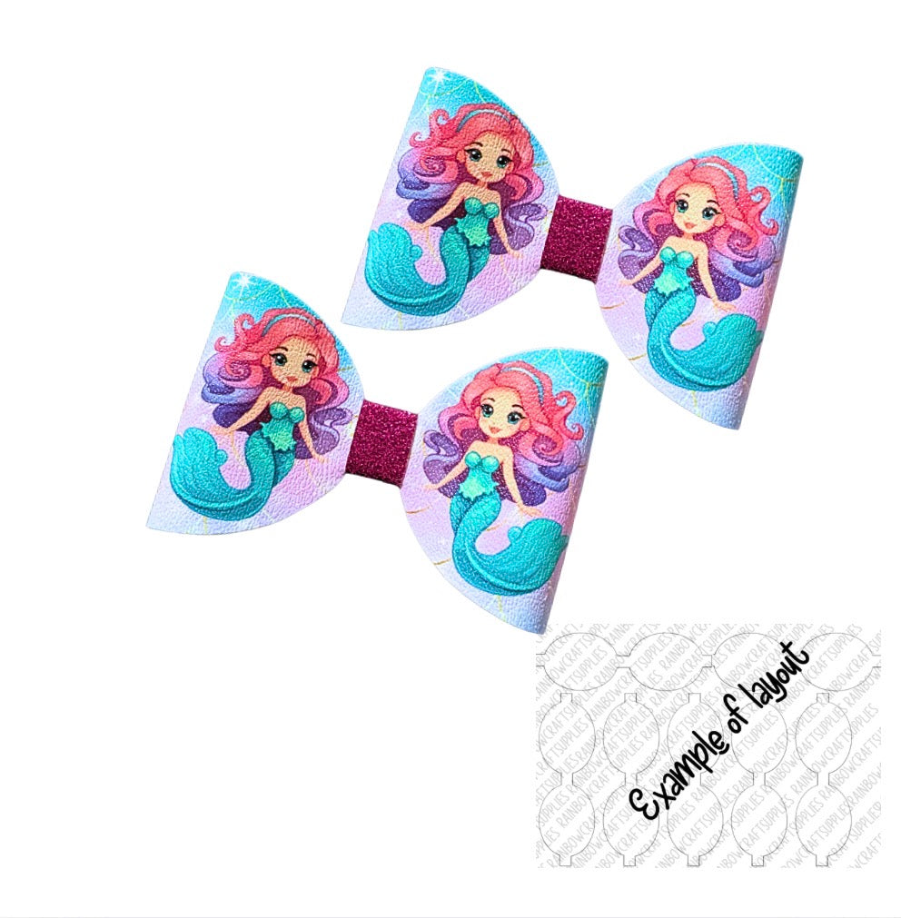 7 x Mermaid themed canvas Hair bow loops 3.5”