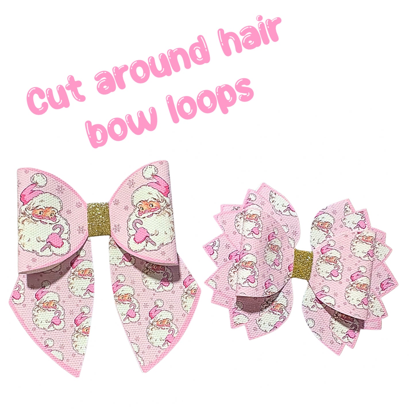 4 Christmas Cut around hair bow loops & tails 3.5”(choice of bow shape )