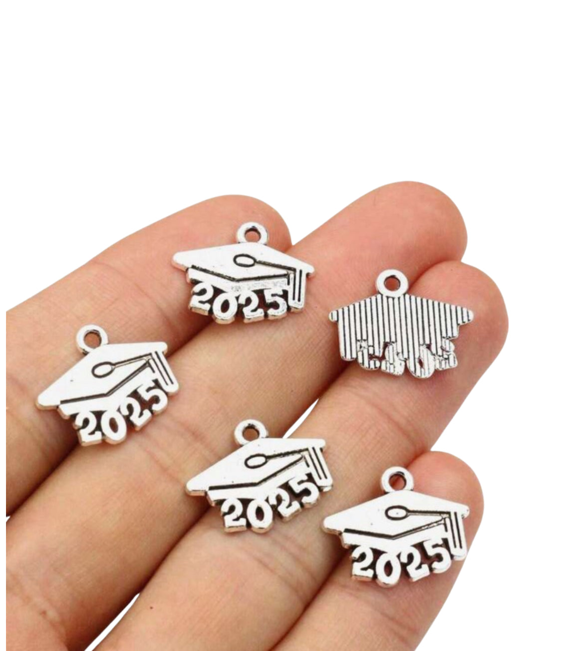 Graduation Hat 2025 silver colour charms