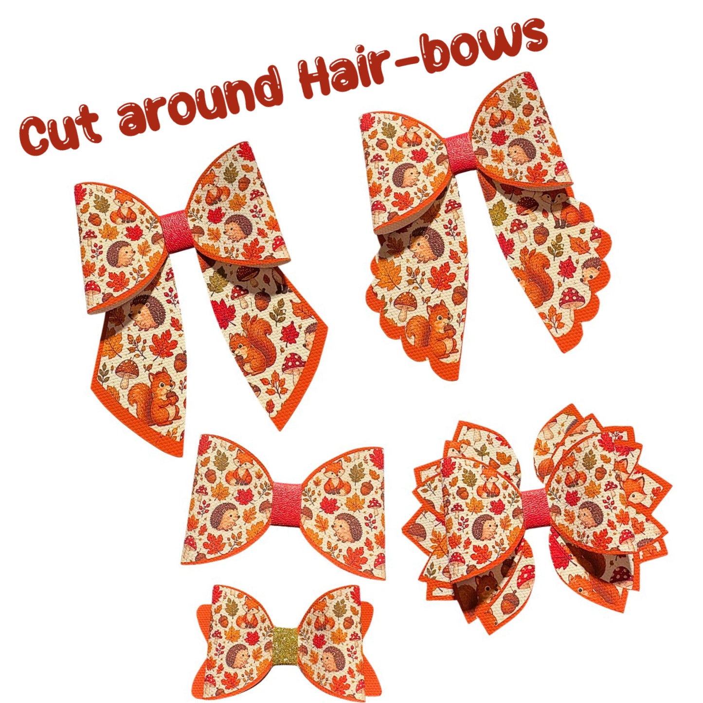 Winter woodland Cut around hair bow making sets 3.5”(choice of bow shape)