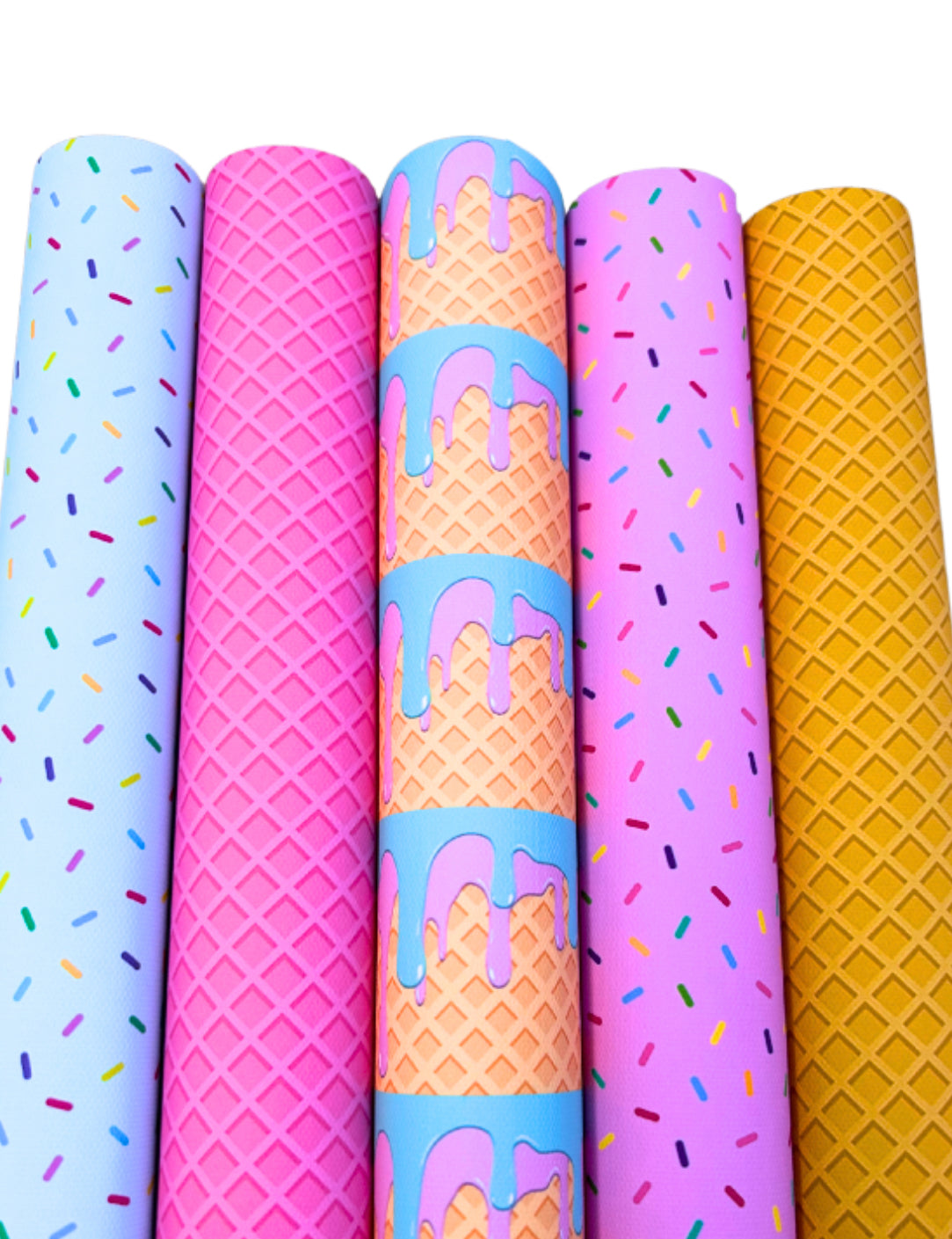 5 x Ice cream themed printed canvas sheets A4