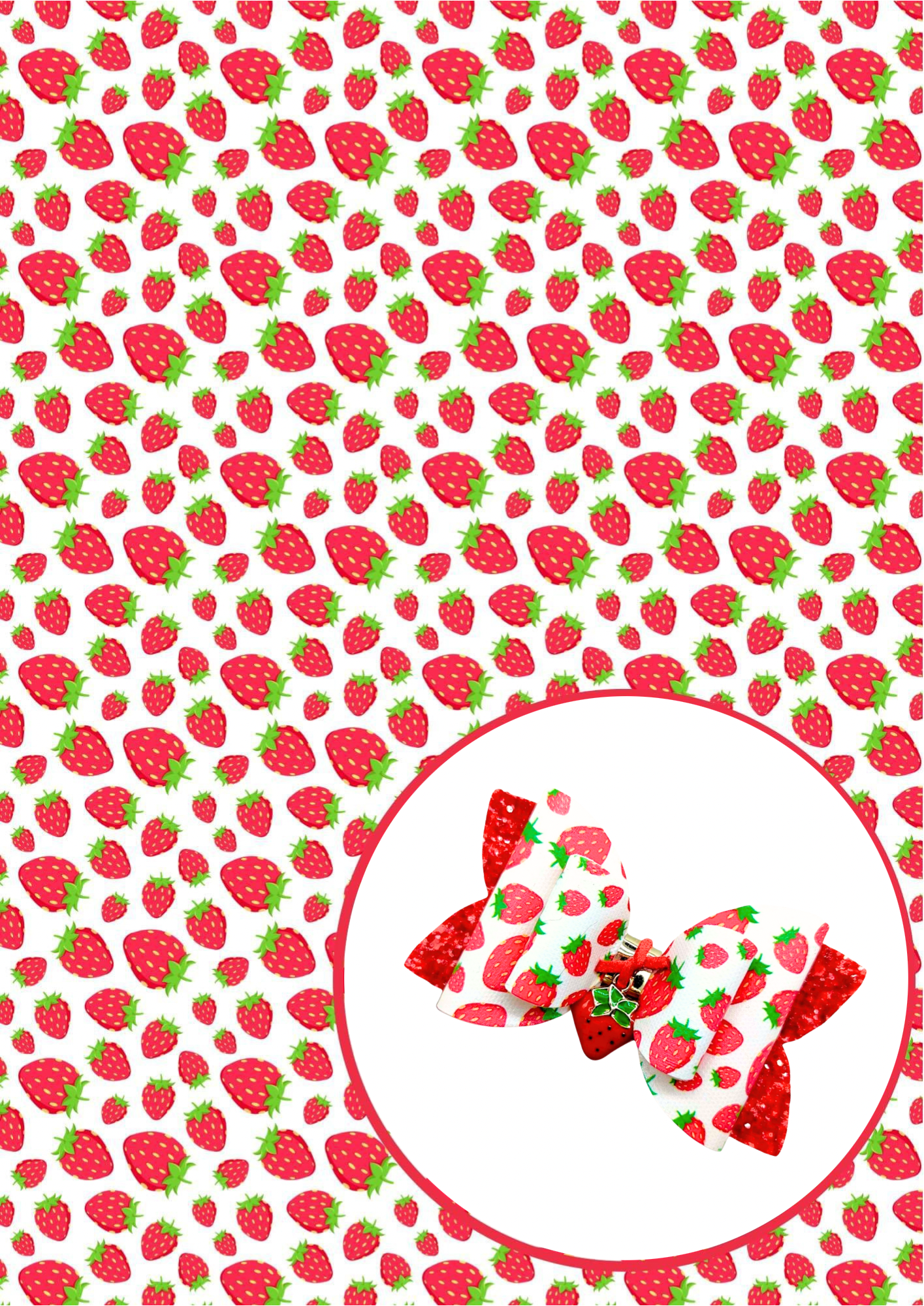 Strawberries printed canvas fabric A4