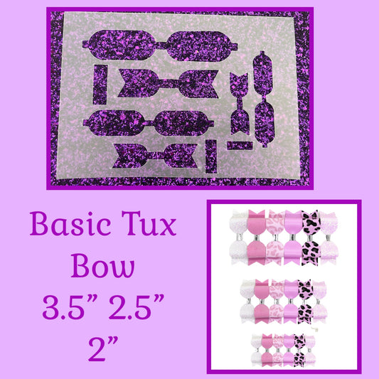 Basic tux shaped plastic Hair bow stencil 3.5” 2.5” 2”