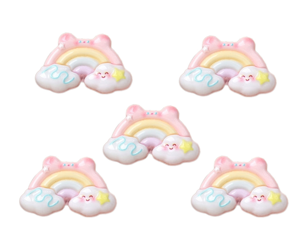 4 x Glossy rainbow resin flatback embellishments