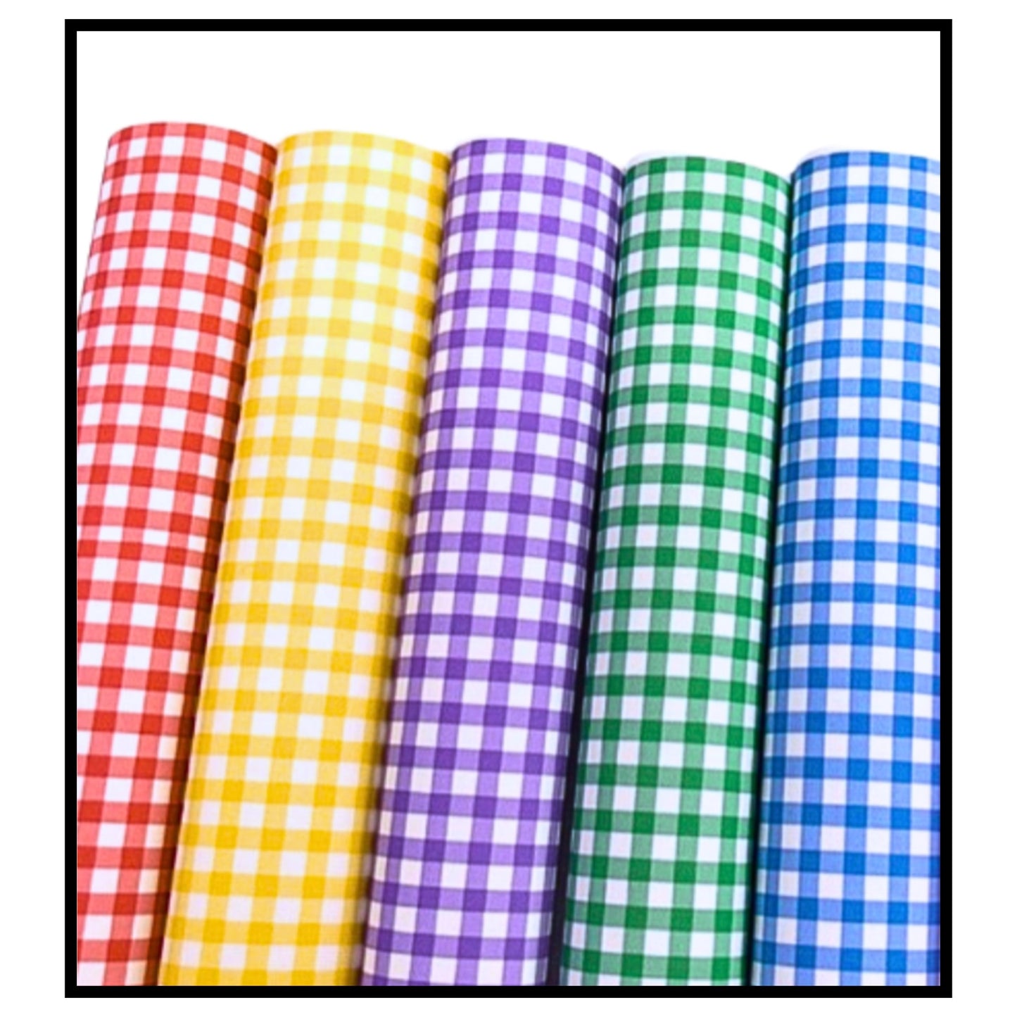 5 Piece Gingham printed canvas fabric bundle A4