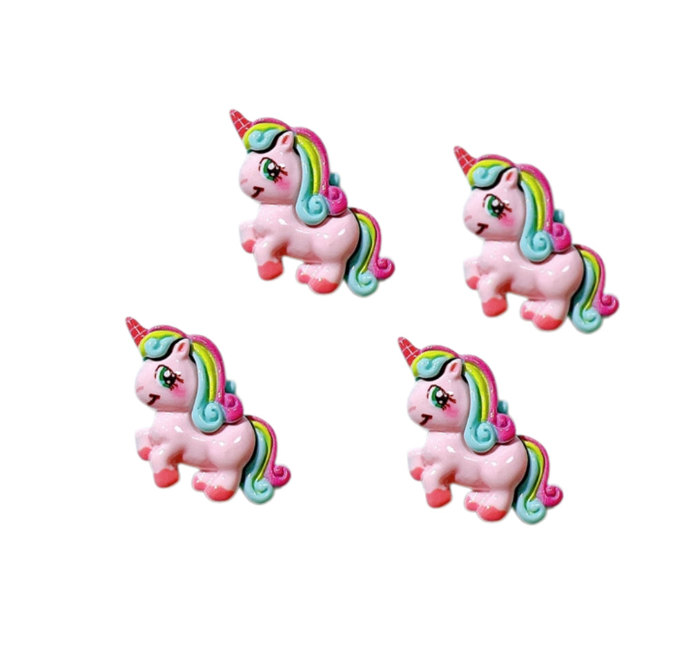 4 x Glossy Unicorn resin flatback embellishments