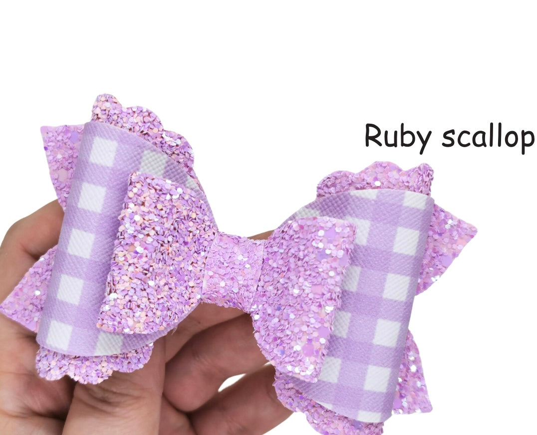Ruby Double loop scallop hair bow plastic template (2 sizes)