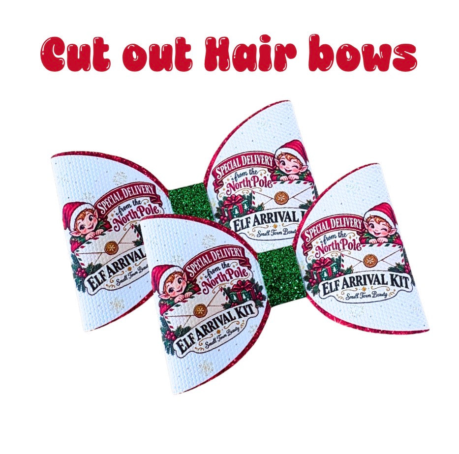 7 x Cut around hair bow loops 3.5” Canvas/leatherette Elf Arrival
