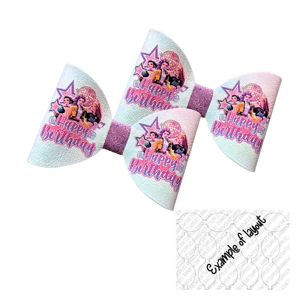 7 x Happy Birthday themed canvas Hair bow loops 3.5” Kpop