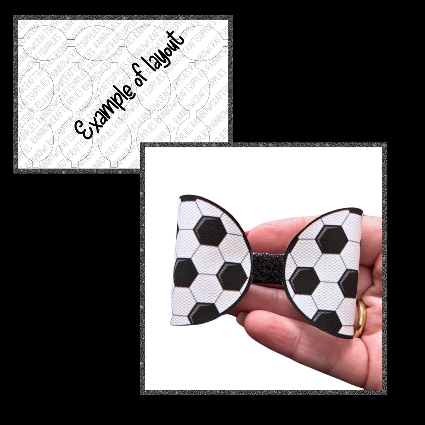 7 x Football printed canvas bow loops 3.5”
