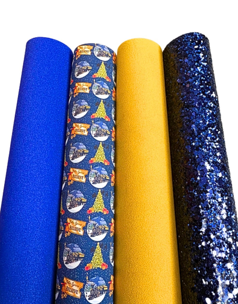4 Piece Christmas Night Train theme fabric set A4