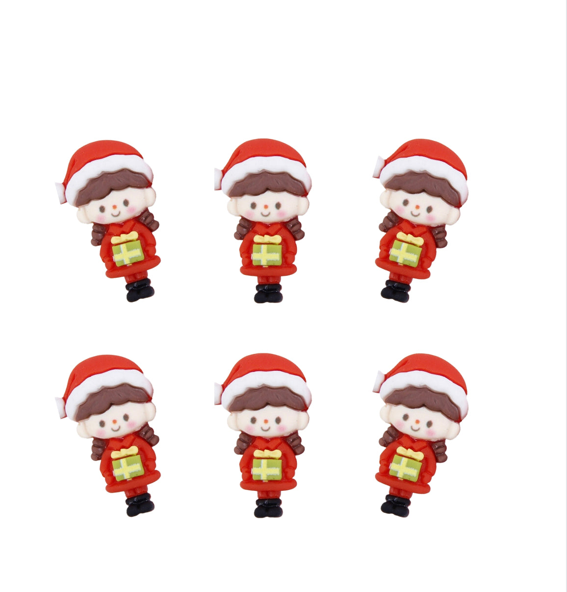 Merry Christmas girl 3D embellishments x 4