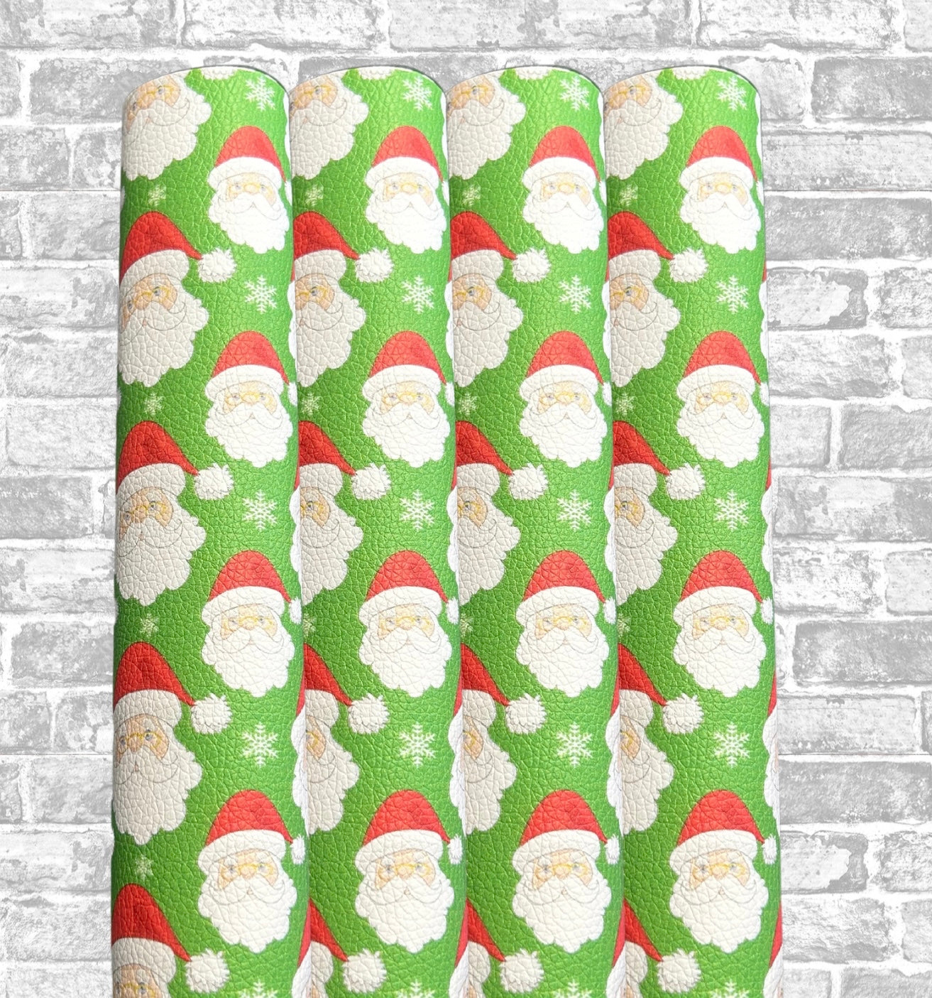 Christmas Santa patterned leatherette fabric A4