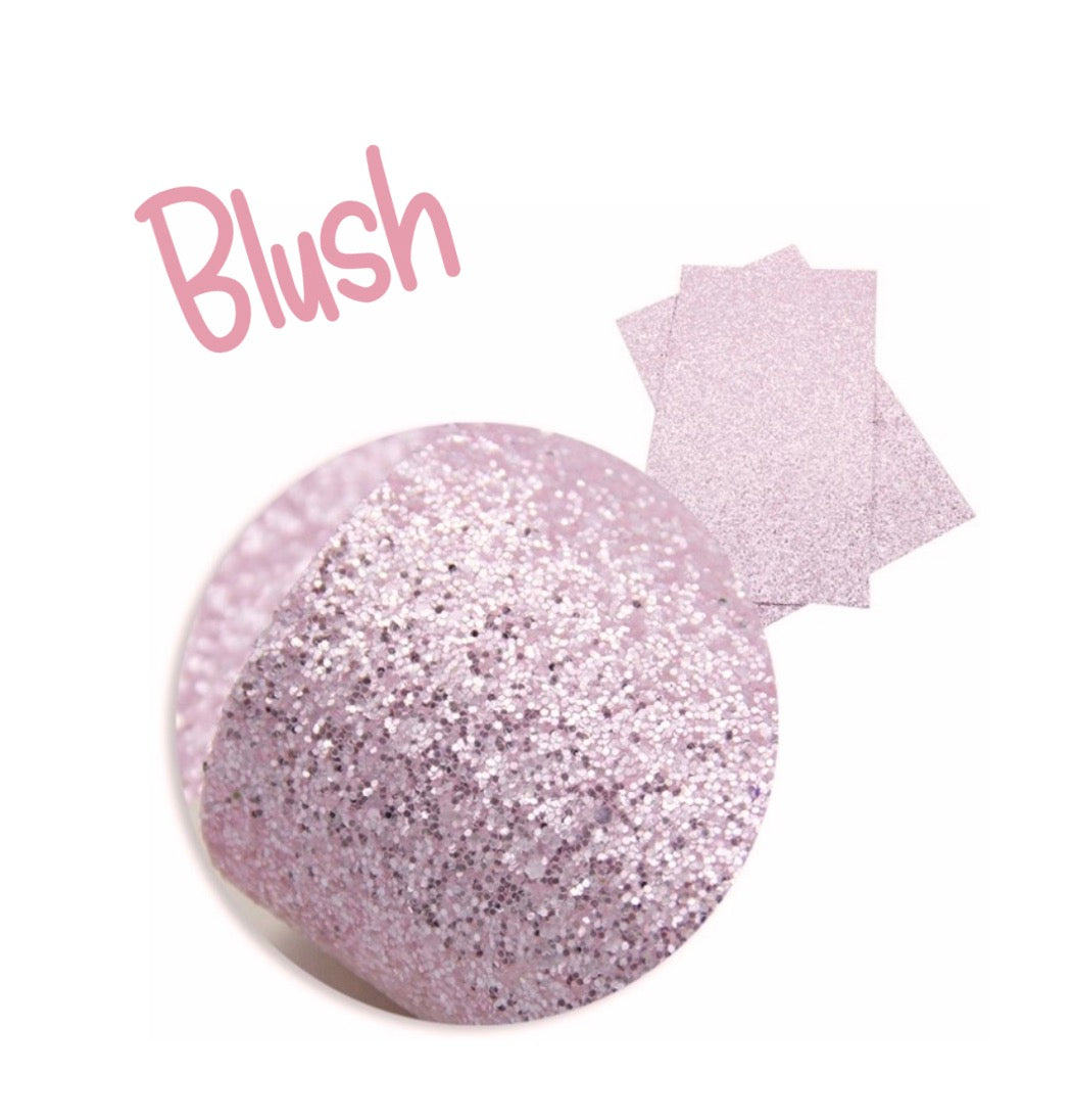 Blush Chunky glitter fabric A4