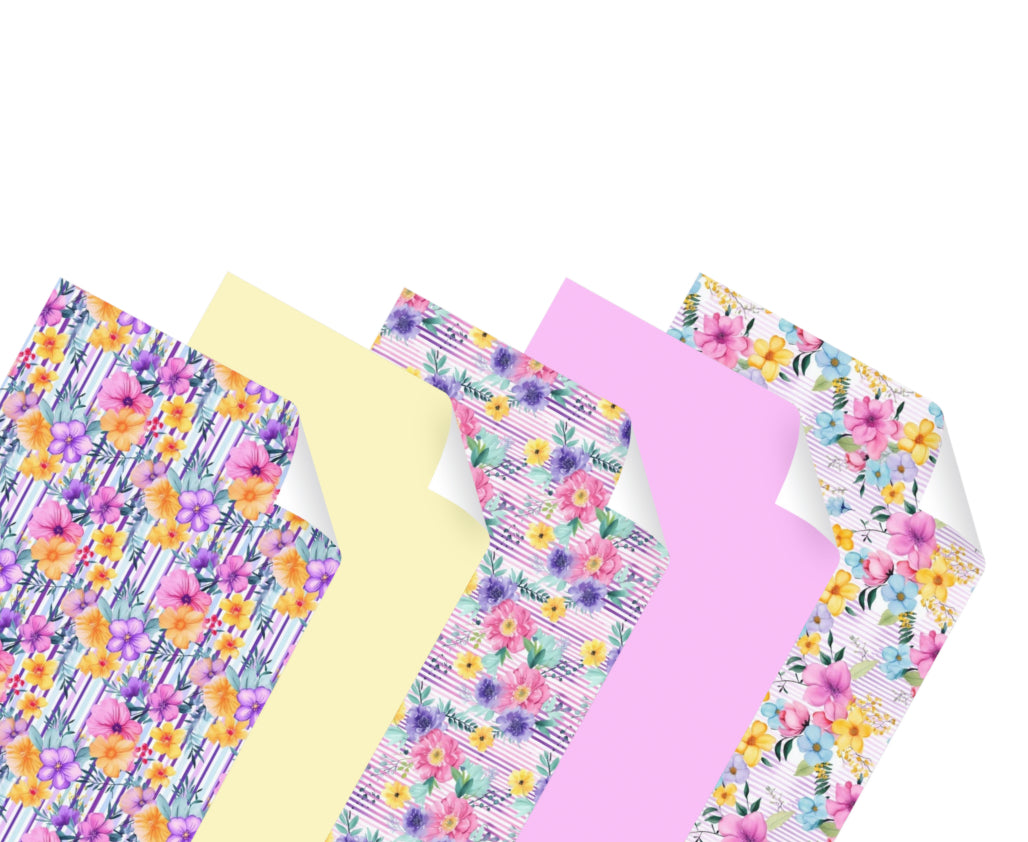 Vibrant Floral themed canvas fabric A4 x 5