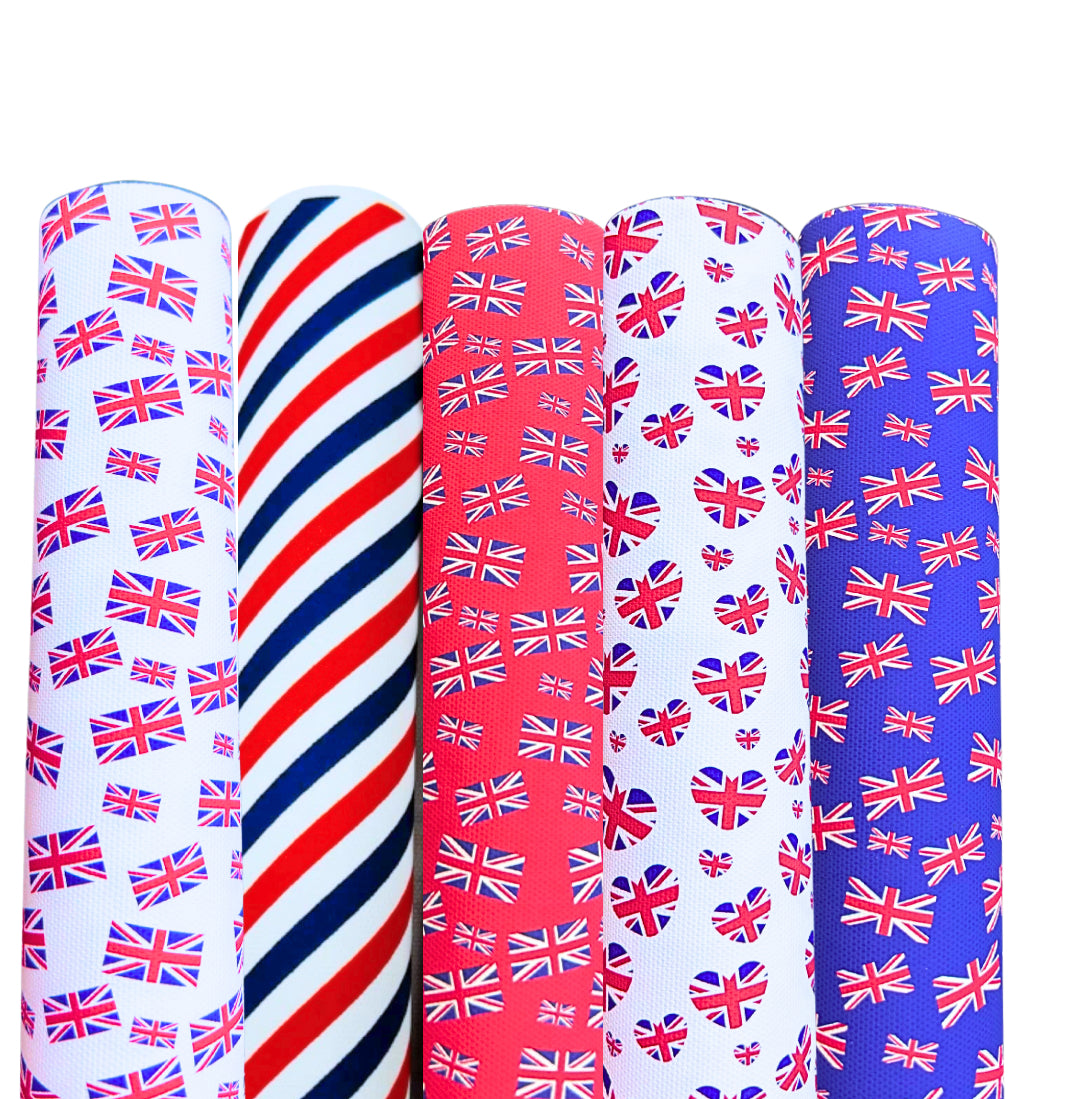 5 Piece Union Jack themed pre printed canvas set A4