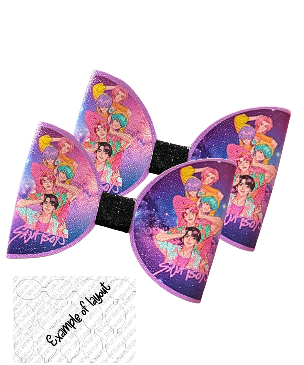 7 x printed canvas bow loops 3.5” Demon pop Boys