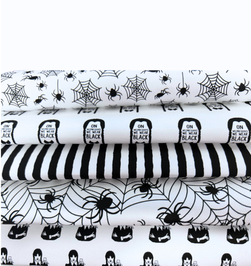 Wednesday theme printed canvas fabric A4 set