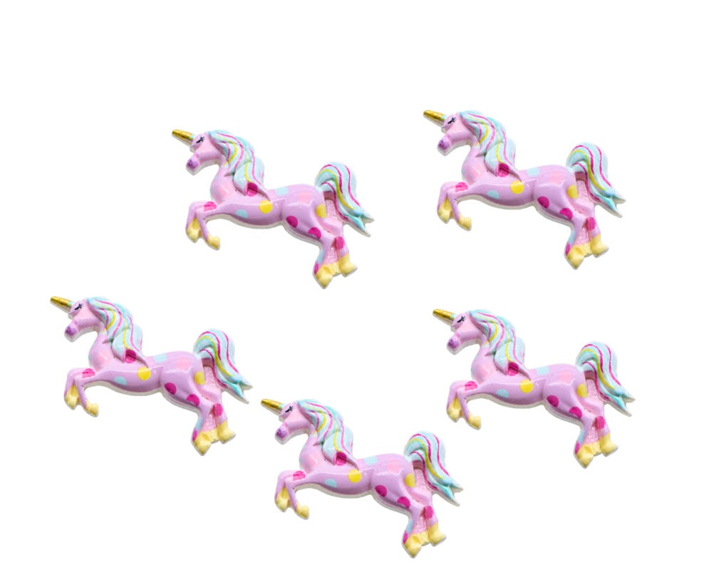 5 x Pastel Unicorn resin flat-back embellishments