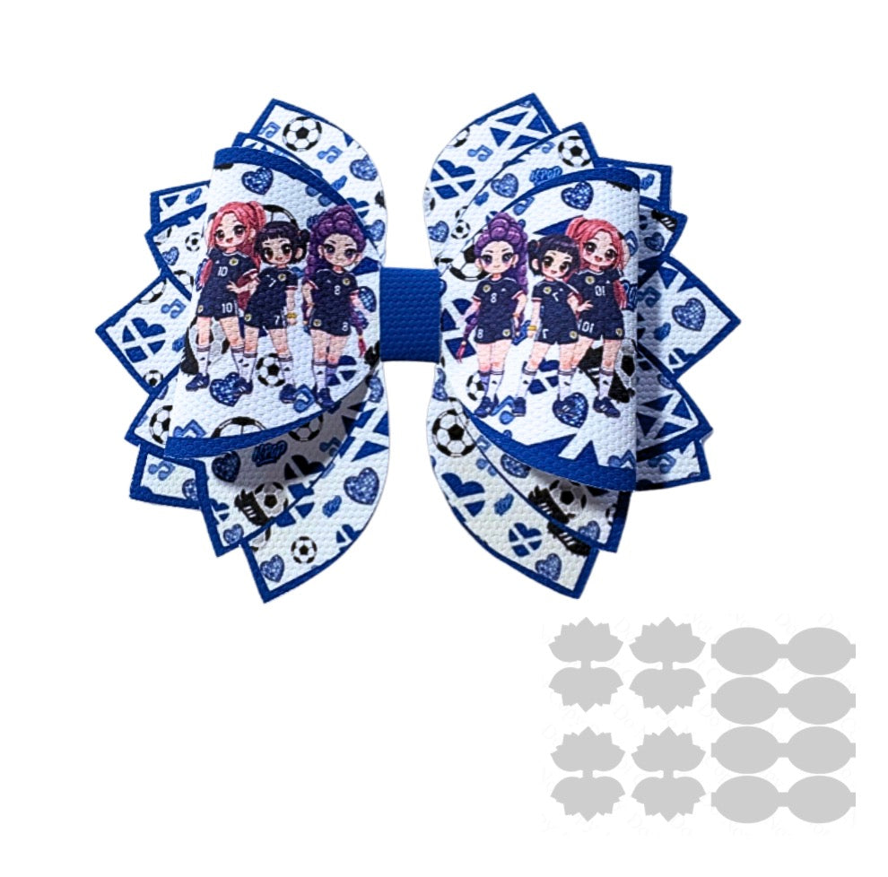 4 x printed Canvas bow loops and Fan Tails 3.5” World Cup Kpop England