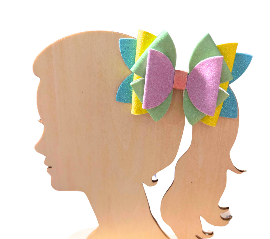 Poppy quadruple layered Plastic plastic hairbow template 3”