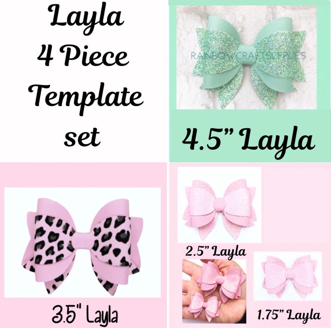 4 piece Layla triple layer bow templates 4.5” , 3.5” , 2.5” , 1.75”