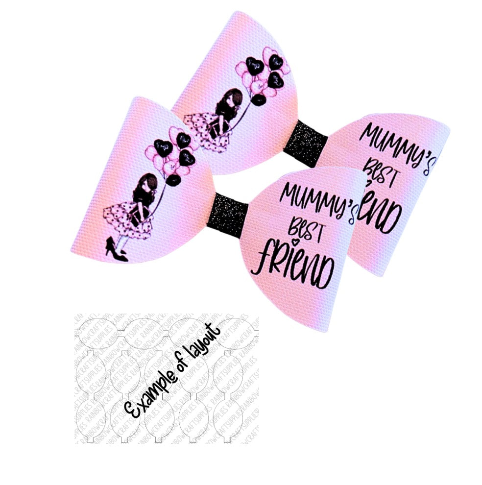 Mummy’s best friend theme pre printed canvas hair bow Loops x 7 (3.5”)