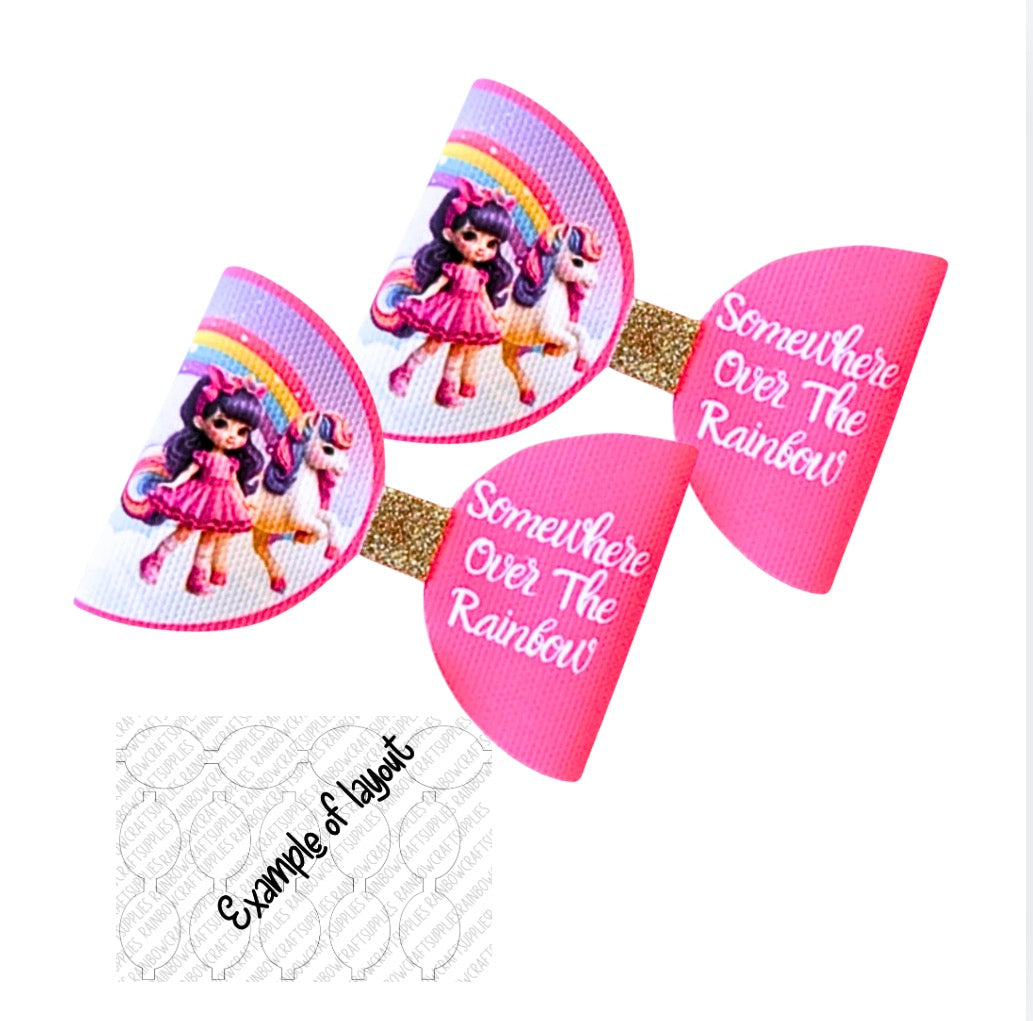 7 x Rainbow Girl pre printed canvas bow loops x 7